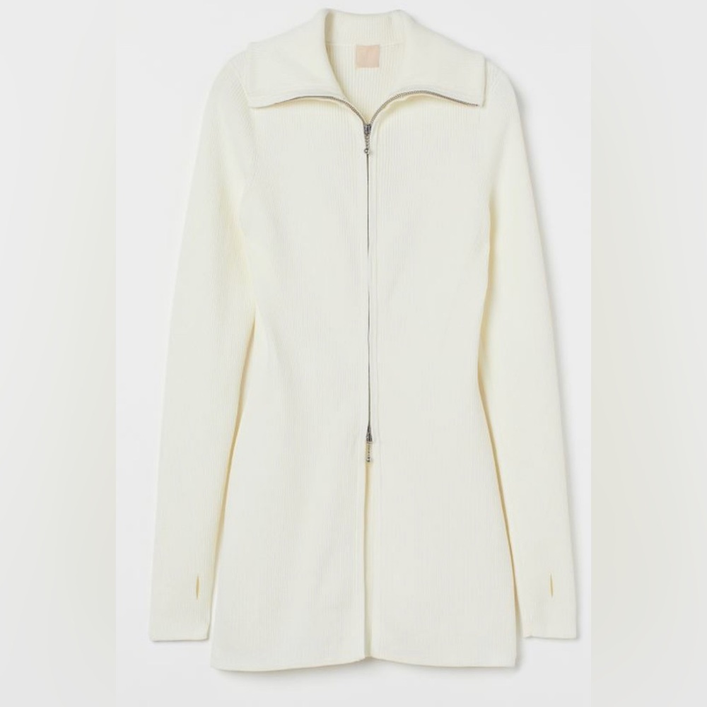 Knitted zip-up cardigan